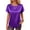 Bright Purple, variant on Satin Blouse for Women Short Sleeve Crewneck Silk Shirt Business Casual Outfit Summer Dressy Clothes
