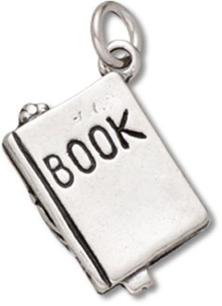 Sterling Silver Girls .8mm Box Chain 3D Baby Book With Bow Pendant Necklace