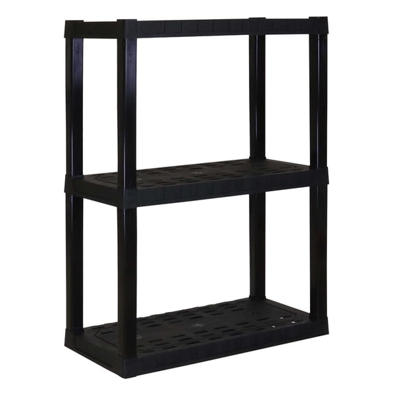 Plastic Shelves Garage Shelf Heavy Duty Shelving Unit 3-Tier 39"H x 14"D x 30"W Black-300 lbs