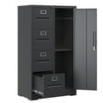 thumbnail image 2 of Tcbosik Vertical File Cabinet with Lock, Metal Filing Cabinet with Door and 4 Drawers for A4/Letter/Legal Size, Storage Cabinet with Shelf and Hanging Rod for Home Office, Easy Assembly, Black, 2 of 8