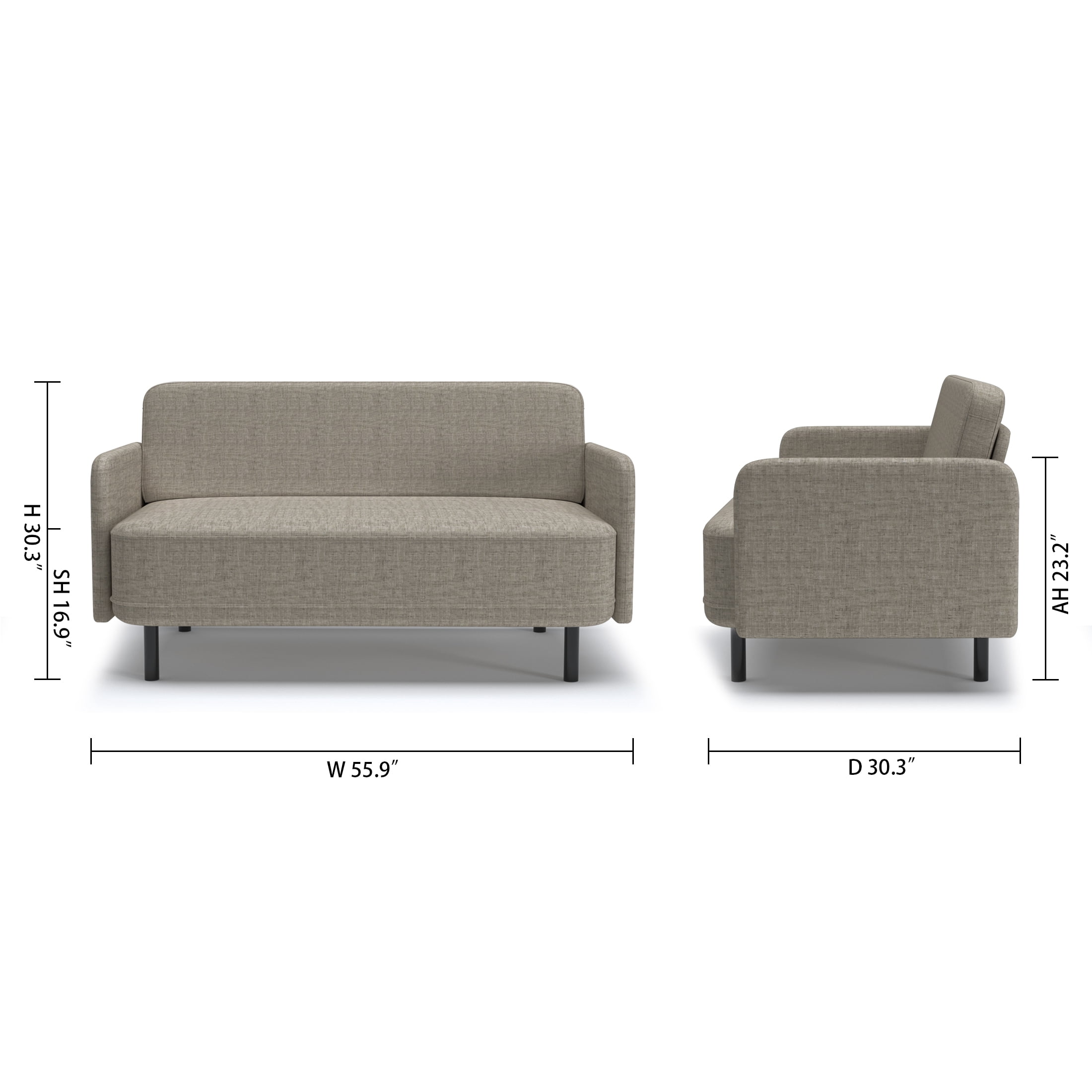 Artdeco Home Metro Loveseat - Modern Living Room Loveseat Sofa, Two-Seater Settee, Upholstered Corduroy Fabric Armchair, Love Seat Sofa Chair with Wood Legs for Bedroom/Office/Reading Spaces