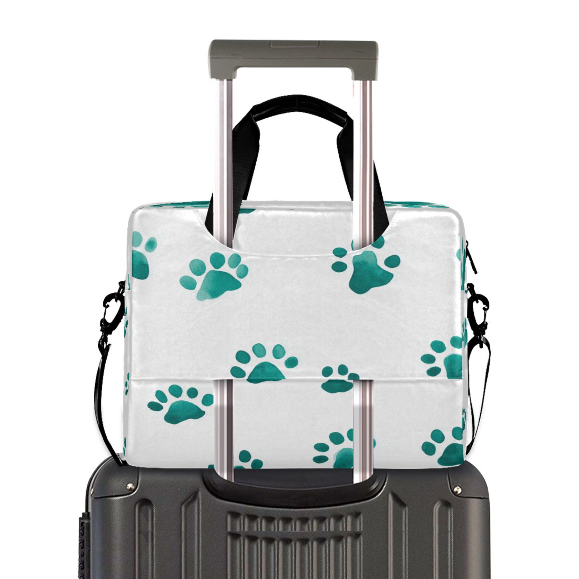 16" Laptop Tote Bag Laptop Sleeve Case Computer Briefcase for Work & Travel Teal Dog Paw Prints