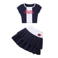 thumbnail image 3 of Gyexs Size 10-12 Girls Back to School Outfits School Uniform Short Sleeve Summer Outfit Casual 2 Piece Crop Top & Skirt Set #01 Navy 10-11 Years, 3 of 8