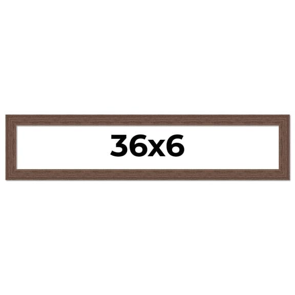 36x6 Frame Brown Distressed Barnwood Picture Frame | Rustic Farmhouse Photo Frame Includes UV