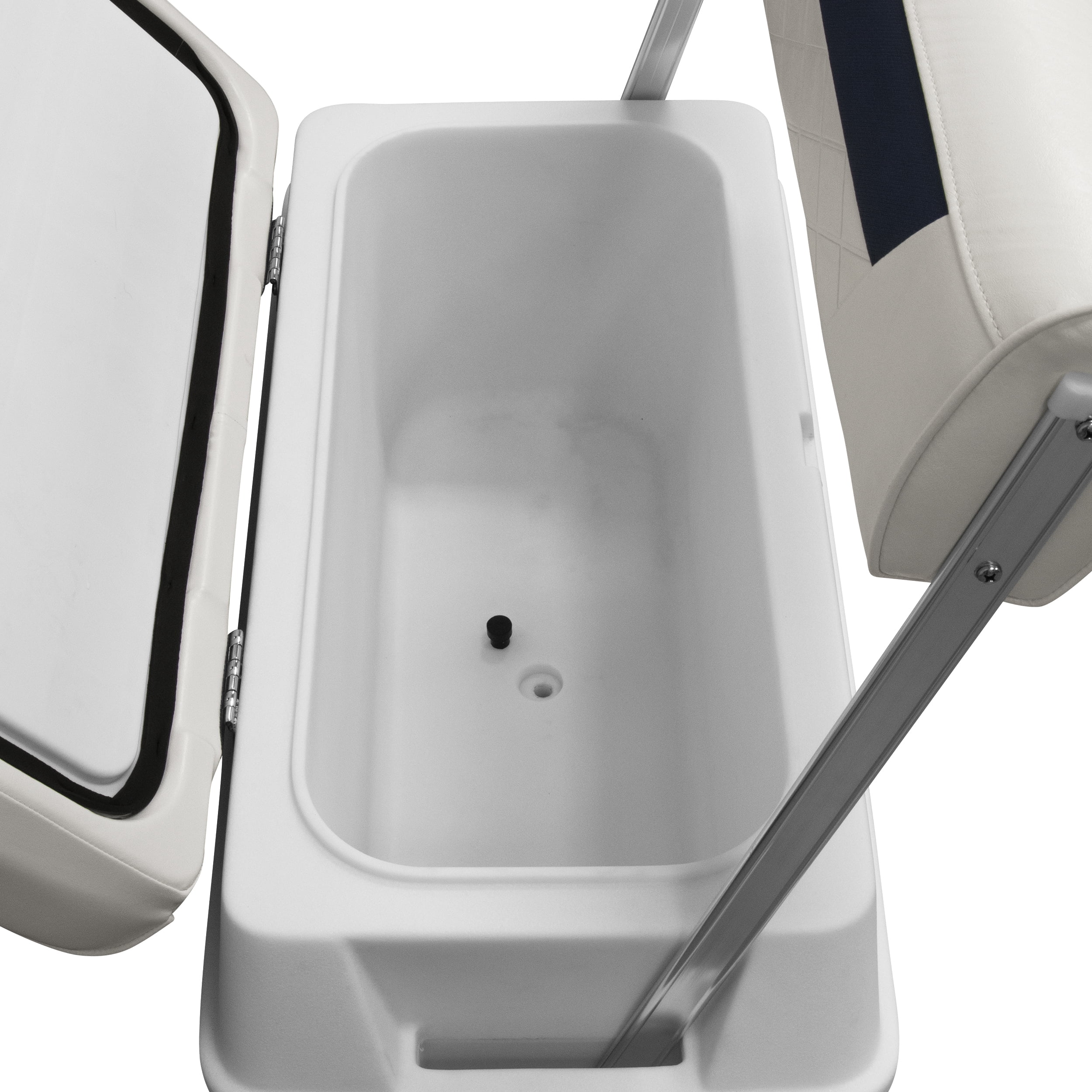 Wise DLX156-1904 DLX Pontoon Series 70 Quart Swingback Cooler Seat - White / Mariner Blue