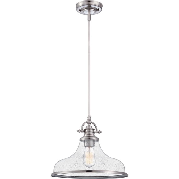 GRTS2814BN Quoizel Lighting Grant - 1 Light Pendant-Brushed Nickel Finish    -Traditional Installation