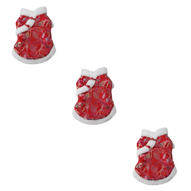 sweethay Ropa para perros Espesar Brillante en color Vestidos para cachorros Traje Tang Tamaño múltiple para Pomerania Maltés Bichon XXL XXL, abanico flor rojo 3Conjunto