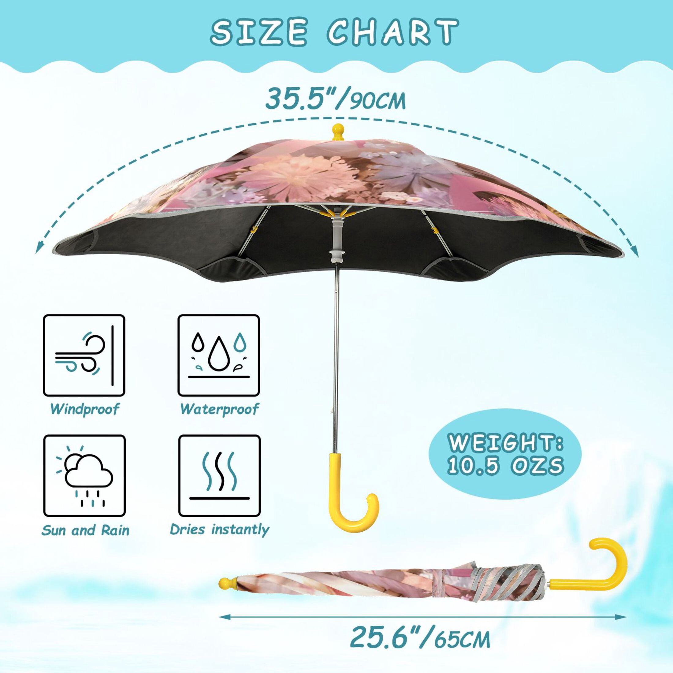 BZSMCE Folding Umbrellas Rain & UV Protection Windproof In Blush Cat’s Floral Nap Pattern