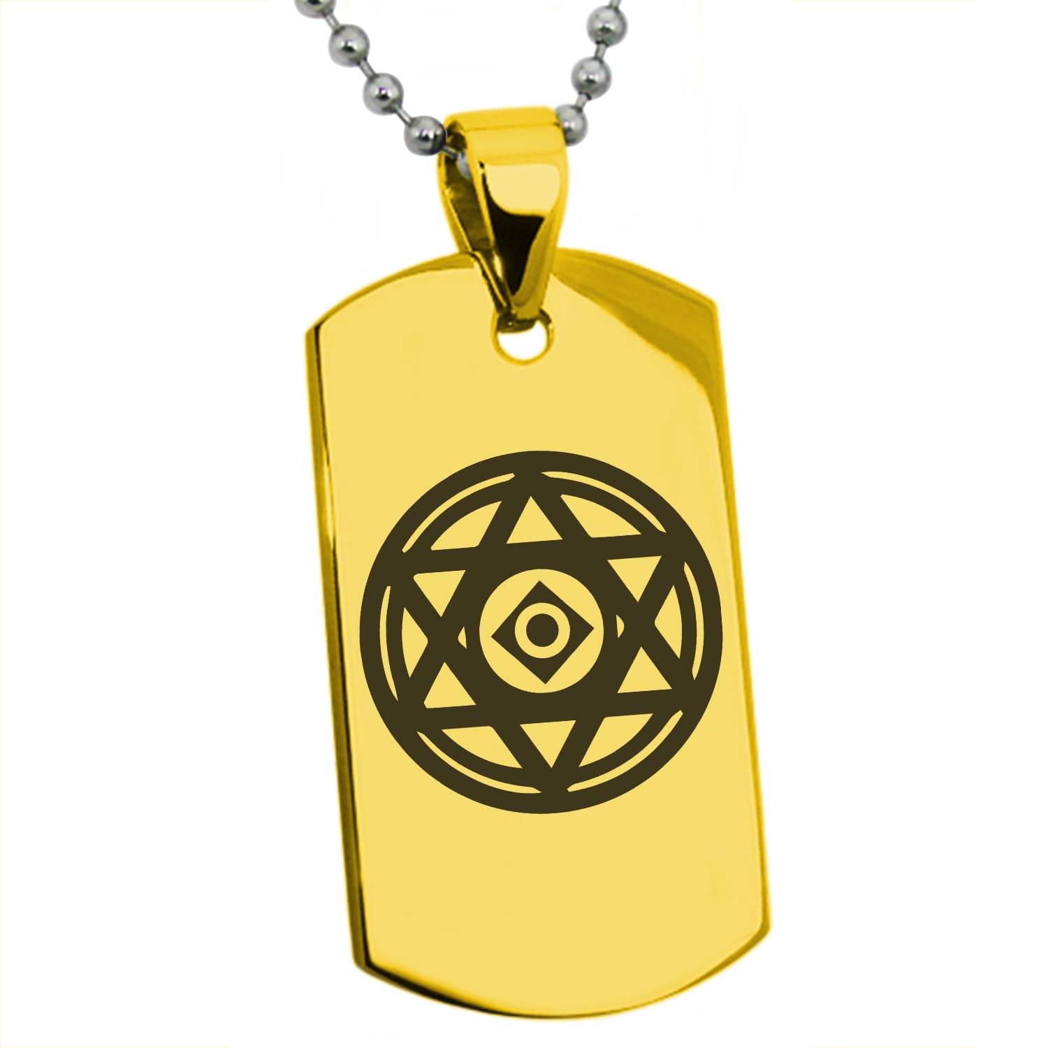 Stainless Steel Conjuration Magic Rune Engraved Dog Tag Pendant ...