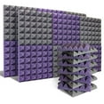 thumbnail image 2 of 24 Pack Acoustic Panels,Sound Proof Foam Panels,Studio Soundproofing Wedges,Wall Reduce Noise Foam,for Music Studio,Etc Polyurethane foam Grey&Purple, 2 of 8