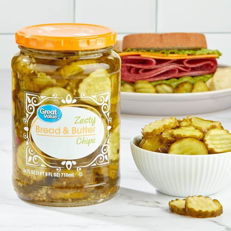 Great Value Zesty Bread and Butter Chips 24 fl oz crisp pickles