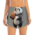 thumbnail image 4 of Lsque Cartoon Pandas Basketball Printed Women's Running Shorts with Liner Pockets,Elastic Quick Dry Workout Athletic Gym Yoga Shorts,Womens High Waist Shorts-X-Large, 4 of 9