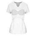 thumbnail image 5 of Fnooota Women's Plus Size T-shirts, Basic V Neck Casual Short Sleeve Summer Tops with Built in Bra White Size 3XL, 5 of 6