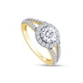 thumbnail image 2 of AFFY 1.50CT 6.5MM Round Moissanite Diamond Halo Split Shank Ring for Women 14K Yellow Gold over silver-4, 2 of 5