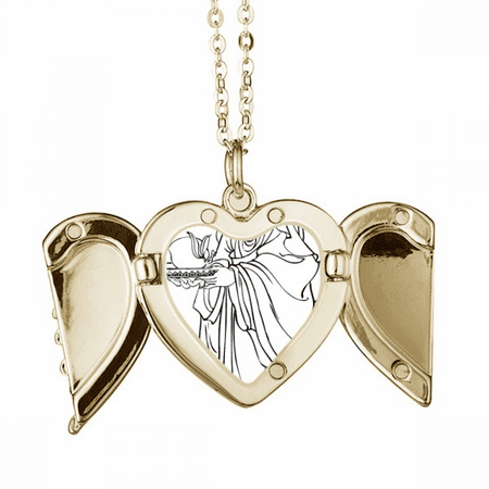 China Chinese Culture Character Figure Folded Wings Peach Heart Pendant Necklace