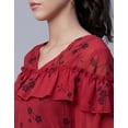 thumbnail image 5 of Moomaya Printed V-Neck Tops For Women, Ruffle Full Sleeve Sheer Summer Tunic Top, 5 of 9