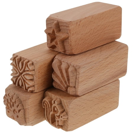 

5pcs Wooden Baking Molds Moon Cake Stampers Wooden Baking Molds Dessert Stampers