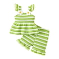 thumbnail image 2 of Angala 2 Piece Outfits For Girls Square Collar Sleeveless Striped Camisole Top With Shorts Set Girls Fall Season Wear Clothes, 2 of 5