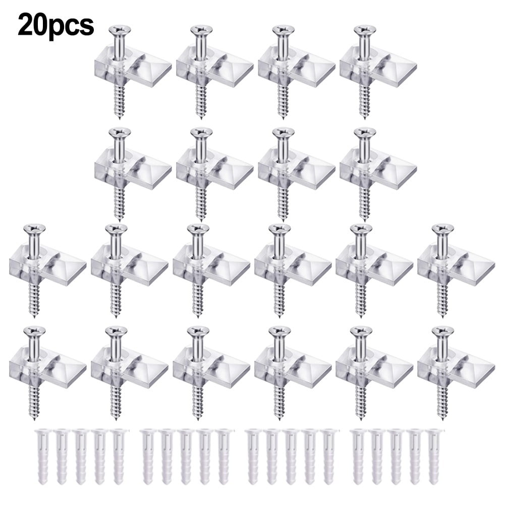 20pc Mirror Holder Clips Glass Retainer Clips Kit Mirror Hanging Kit