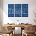 thumbnail image 3 of Elephant Stock House Blueprint Wall Art - Horizontal Multi Panel Canvas - Living Room Wall Decor - Architecture Multi Panel - Blue And White Decor - 57" x 36", 3 of 8