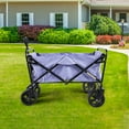 thumbnail image 3 of 100L Collapsible Folding Beach Wagon Cart With 220Lbs Large Capacity, Wagons Carts Heavy Duty Foldable With Big Wheels For Sand, Garden, Camping,Purple, 3 of 10