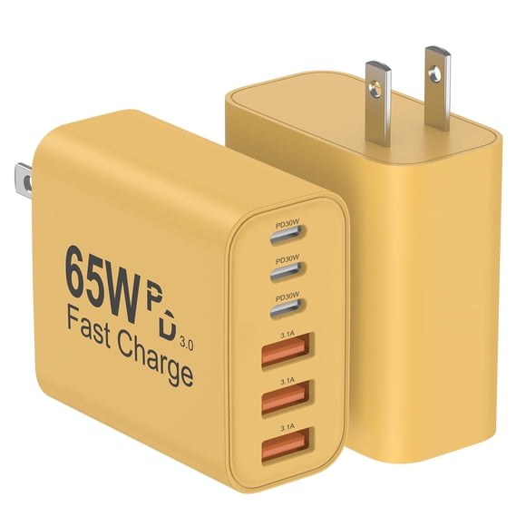 Cargador de pared LUCKYASIN 65W con 6 puertos USB-C, paquete de 2 unidades