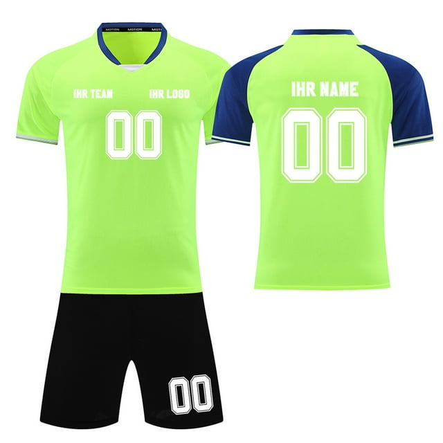 Custom Football Kit Set for Adult and Child, Name Number Team Logo DIY Family Match Personalized Jersey Shirt Shorts Set, Dad and Son Matching Outfits Yellow L