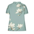 thumbnail image 4 of Plus Size Womens Blouses Casual Summer Trend Fall Vintage Floral Printed Short Sleeve V Neck Stylish Loose Flowy Tops,Green 2,S, 4 of 5