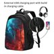 thumbnail image 2 of Balery Red And Blue Fire Mochila con carga USB para hombre y mujer - Mochila impermeable y antirrobo para laptop con puerto USB para viajes, trabajo, 2 of 7