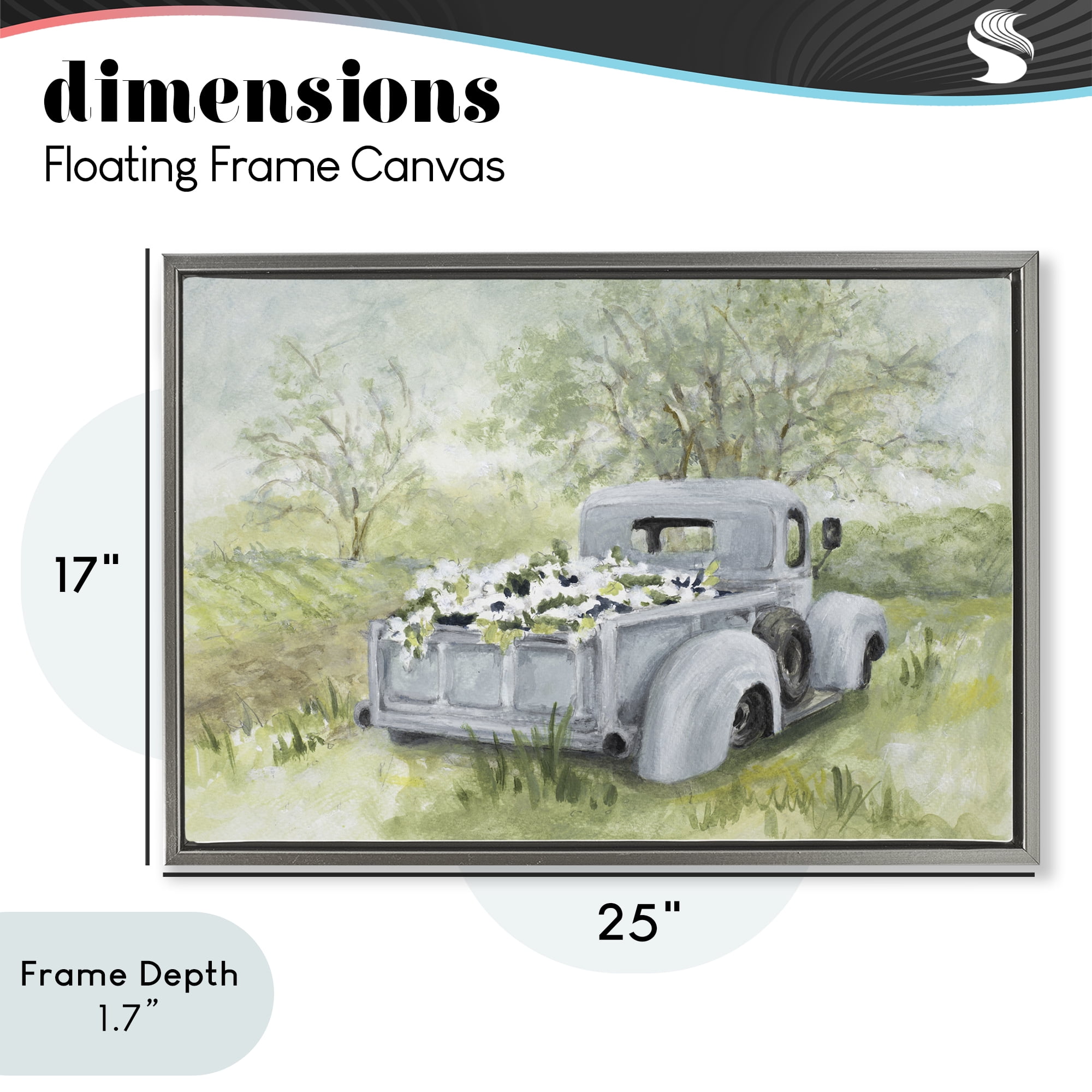 Stupell Industries Vintage Blue Truck Flower Sale Gray Framed Floater Canvas Wall Art, design by Lanie Loreth