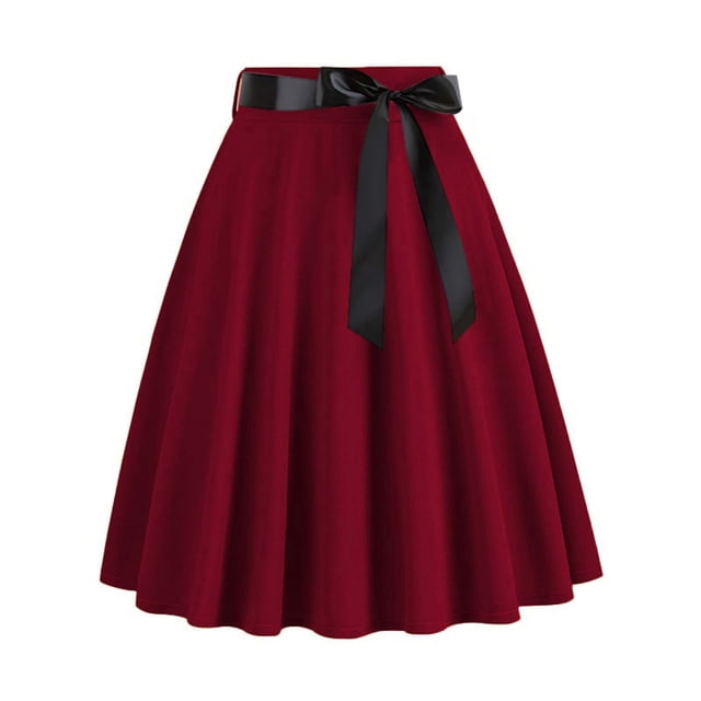 Women's Solid Color Fashion Waistband A Line Ribbon Casual Party Skirt - Cute Sweet Style