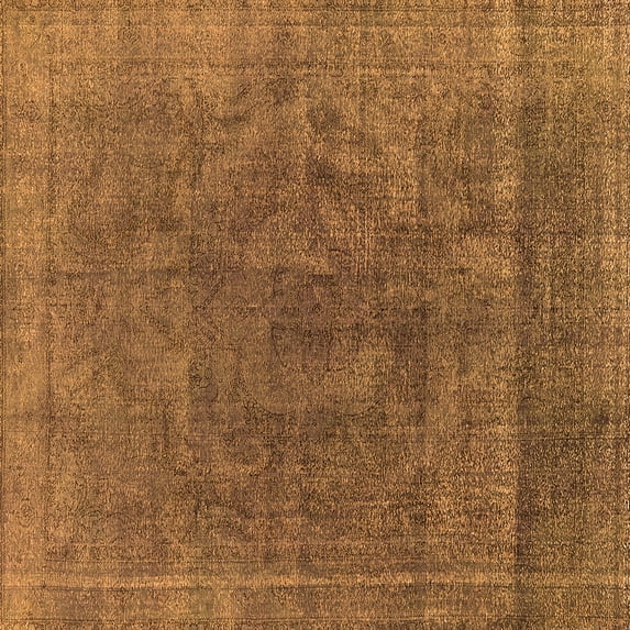 Ahgly Company Indoor Square Oriental Orange Industrial Area Rugs, 7' Square