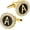 A, variant on A-Z Initial Cufflinks for Men and Women with Clear Crystal, Gold Silver Color Rasied Letter A-Z Cuff Links for French Shirt, Gift for Normal and Business Wearing