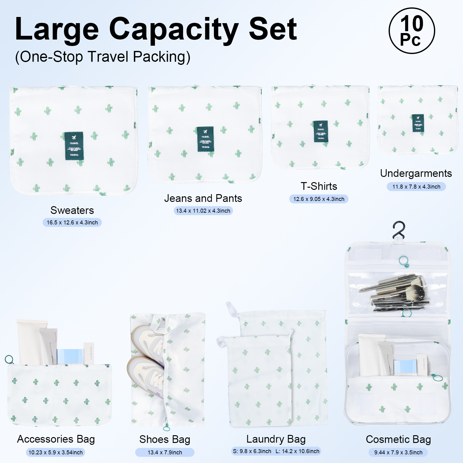 Packing Cubes for Travel,AILKIN 10 PCS,Compression Bags For Travel with Shoe&Hanging Toiletry Bag,Suitcase Travel Accessories Essentials Organizer Bags Packing Cubes for Luggage Compression,Cactus