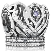 Authentic 791589ACZ Charm Disney, Anna's Crown with Purple Cubic Zirconia