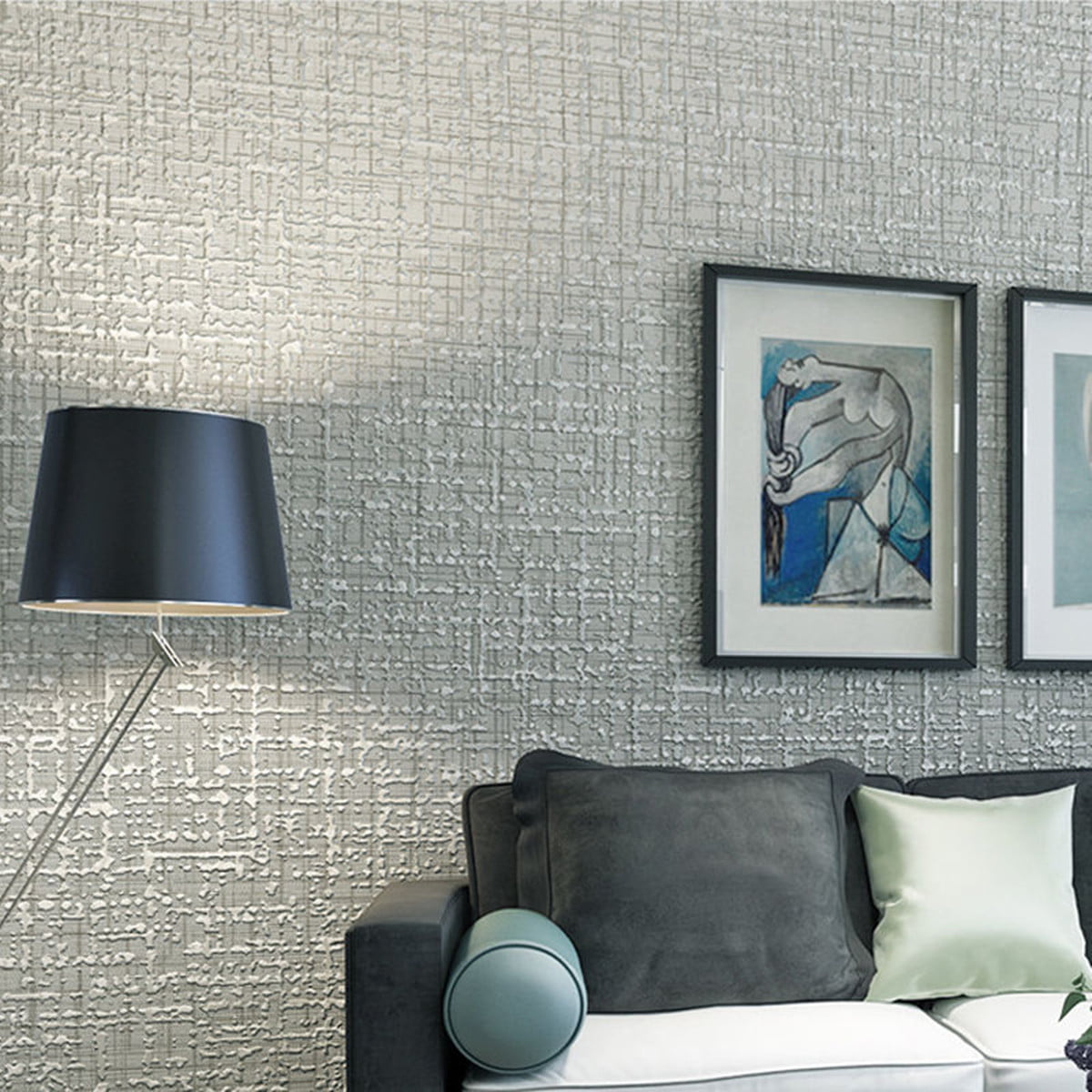 32.8ft Minimalist Style Non-woven Flocking Wallpaper Solid Decorative