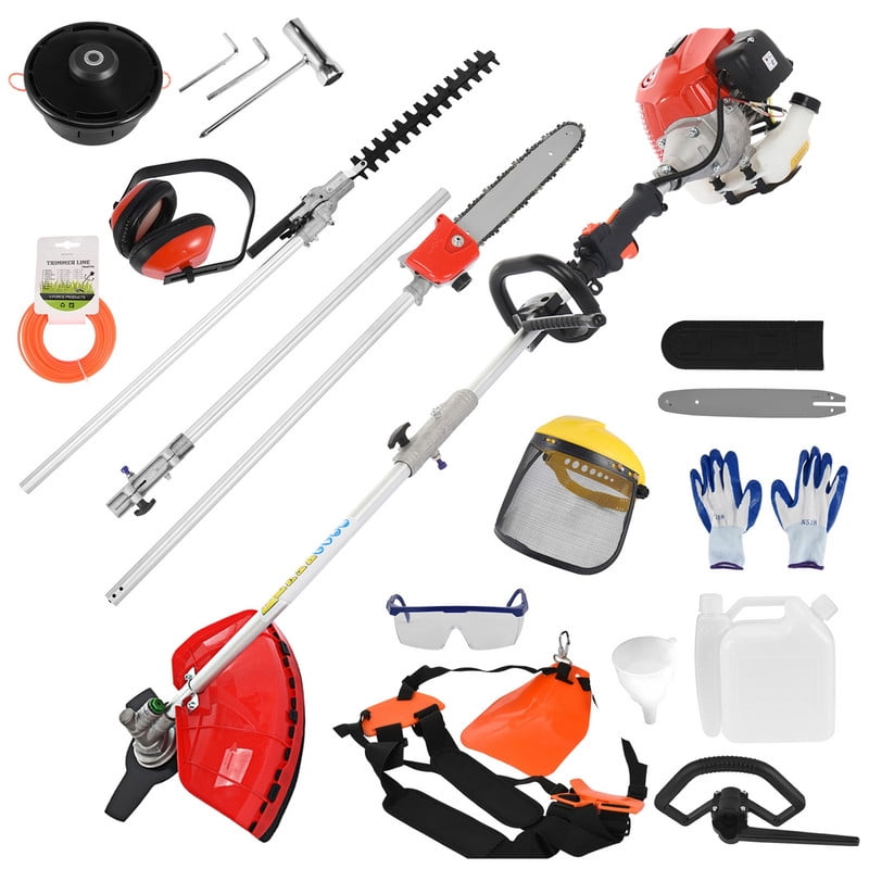 Floseru 2026 New Gas Weed Wacker 52cc 2-Stroke 5 in 1 String Trimmer Gas Straight Shaft Hedge Trimmer, Grass Trimmer, Brush Cutter, Weed Wacker for Lawn & Garden