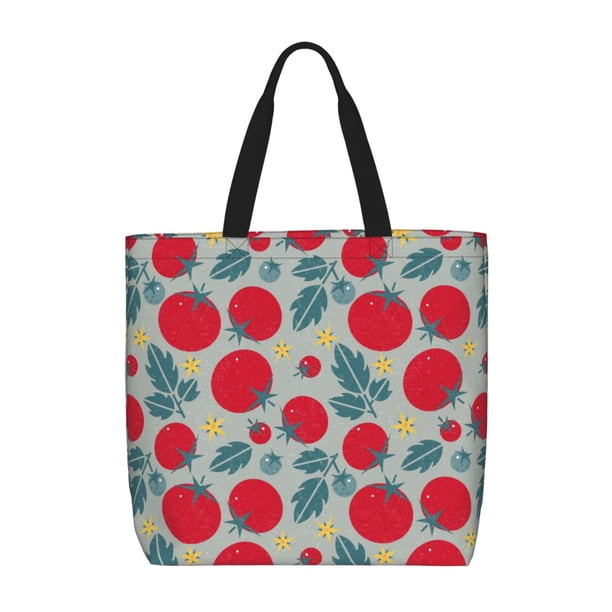 Fotbe Tomato Bolsa Tote con Estampado para Mujer, Bolsos con Cremallera, Bolsa de Hombro Casual de Gran Capacidad con Bolsillos Internos