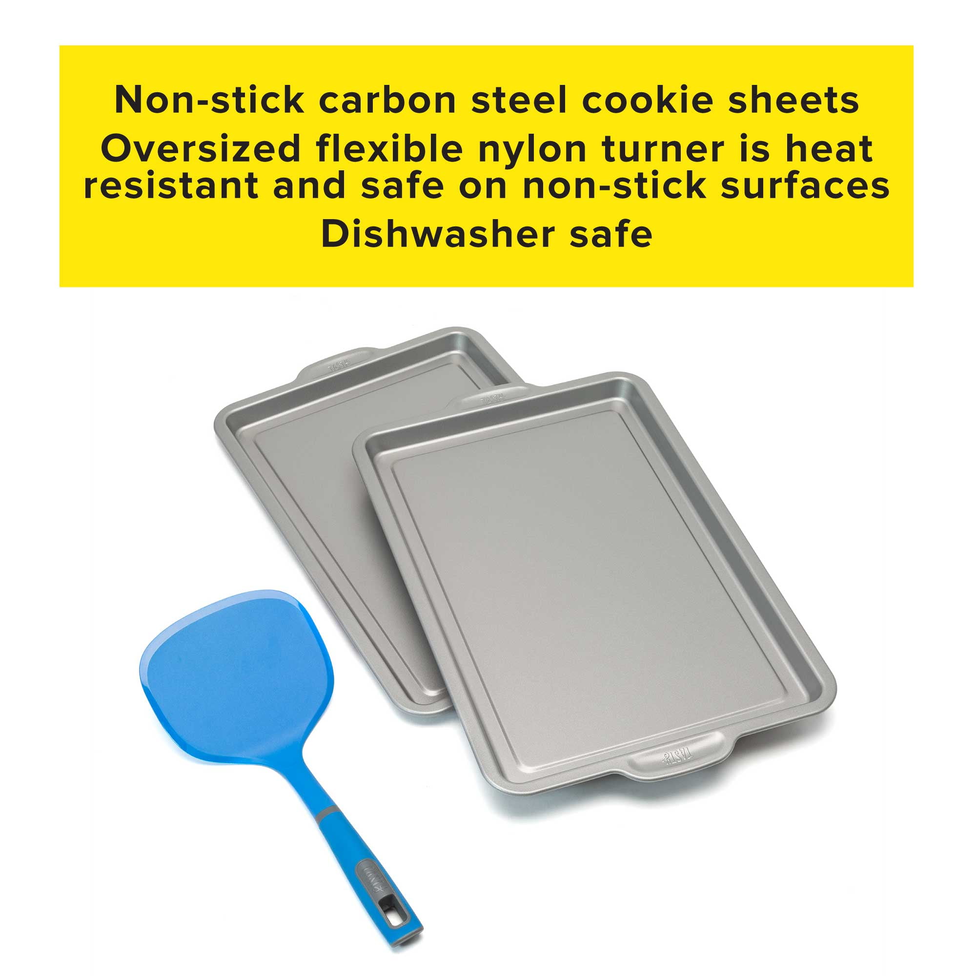 Nifty Set of 3 Non-Stick Cookie and Baking Sheets – Non-Stick Coated Steel,  Dishwasher Safe, Each - Pick 'n Save
