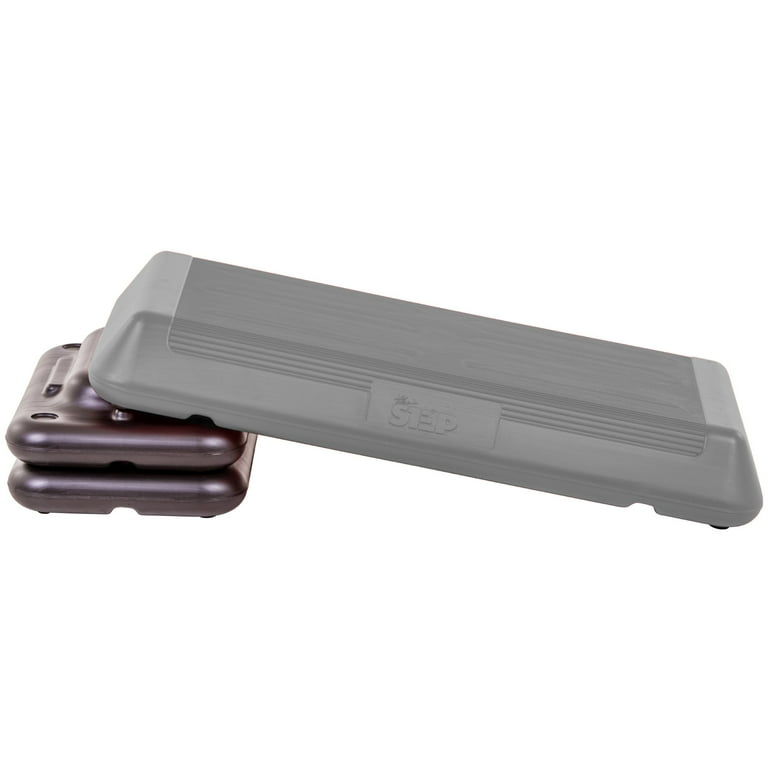 The Step Original Circuit Size Aerobic Stepper Platform with Grey Nonslip Platform and Two Original Black Risers