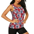 thumbnail image 2 of Bixox Women's Palm Tree Pattern on Red Printed Sleeveless Fitness Workout Running Quick-Dry Tank Top, 2 of 7