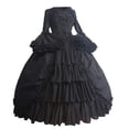 thumbnail image 1 of Vestido HUOGUO, corte gótico vintage, cuello cuadrado, patchwork, 1 of 3