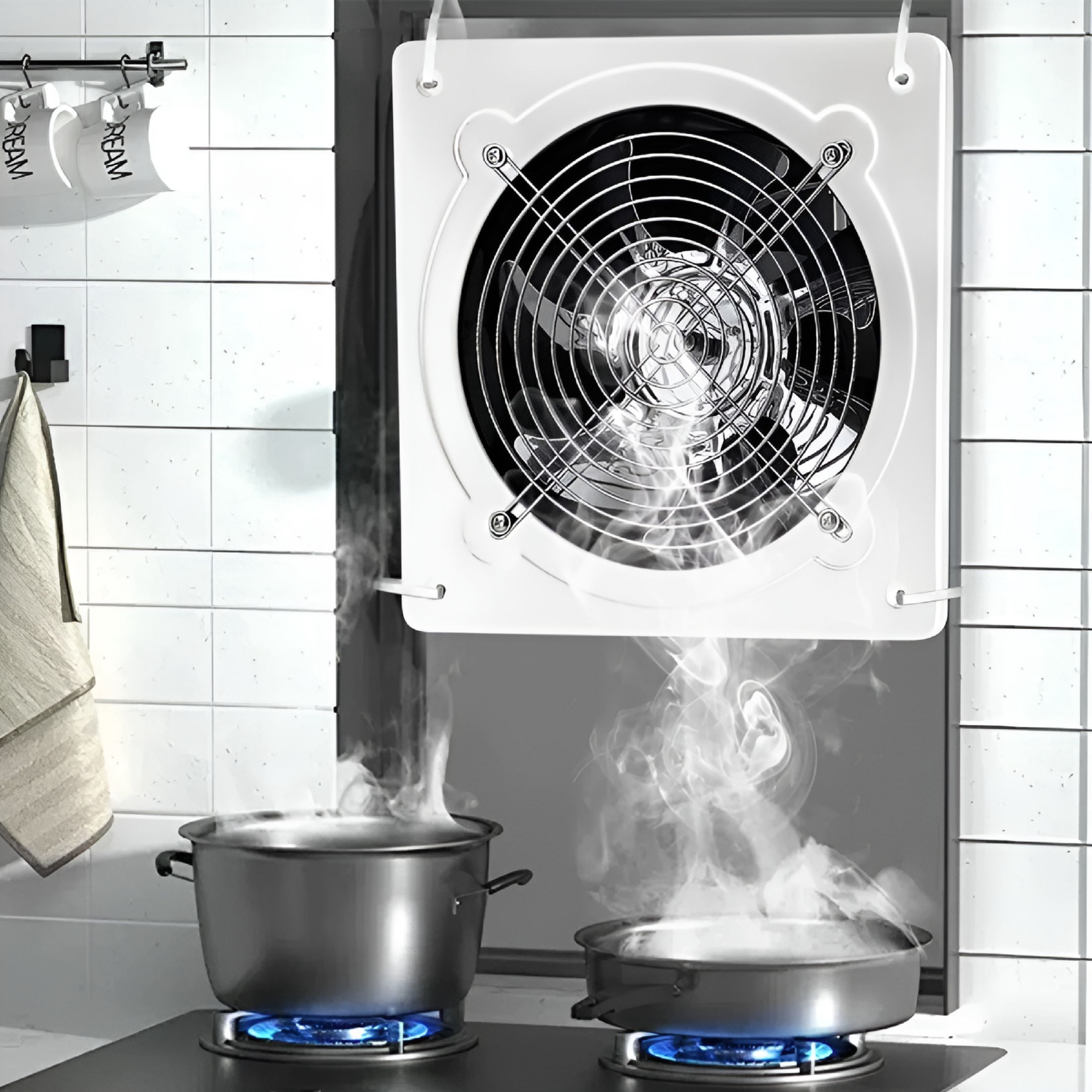 HIBIBUD 2026 New Kitchen Oil Fume Ventilation Fan for Kitchen, Bathroom, Laundry, Garage Silent Exhaust Fan Bathroom Window Mounted Powerful Exhaust Fan