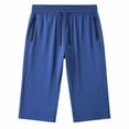 thumbnail image 5 of Glisme Mens Pants Straight Leg Capri Pants Solid Color Workout Gym Yoga Beach Shorts With Zipper Pockets Basic Bottoms Blue L, 5 of 6