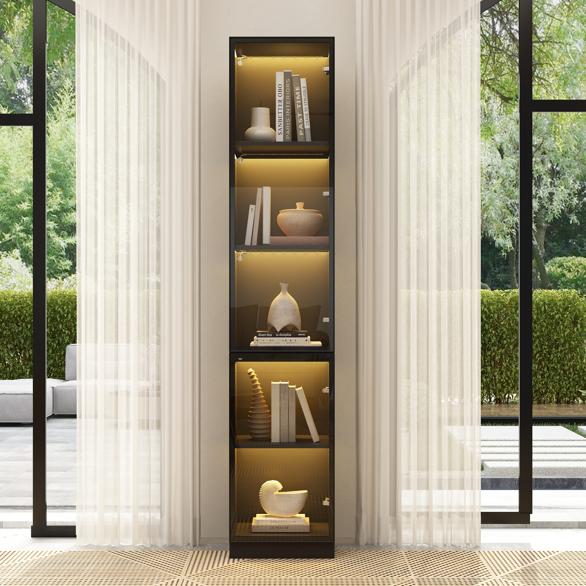 FUFU&GAGA Bookcases Organizer with LED Lights, Heavy Duty Display