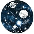 thumbnail image 2 of SAFAVIEH Carousel Kids Planets and Stars Area Rug, Dark Blue/Light Blue, 3' x 3' Round, 2 of 10