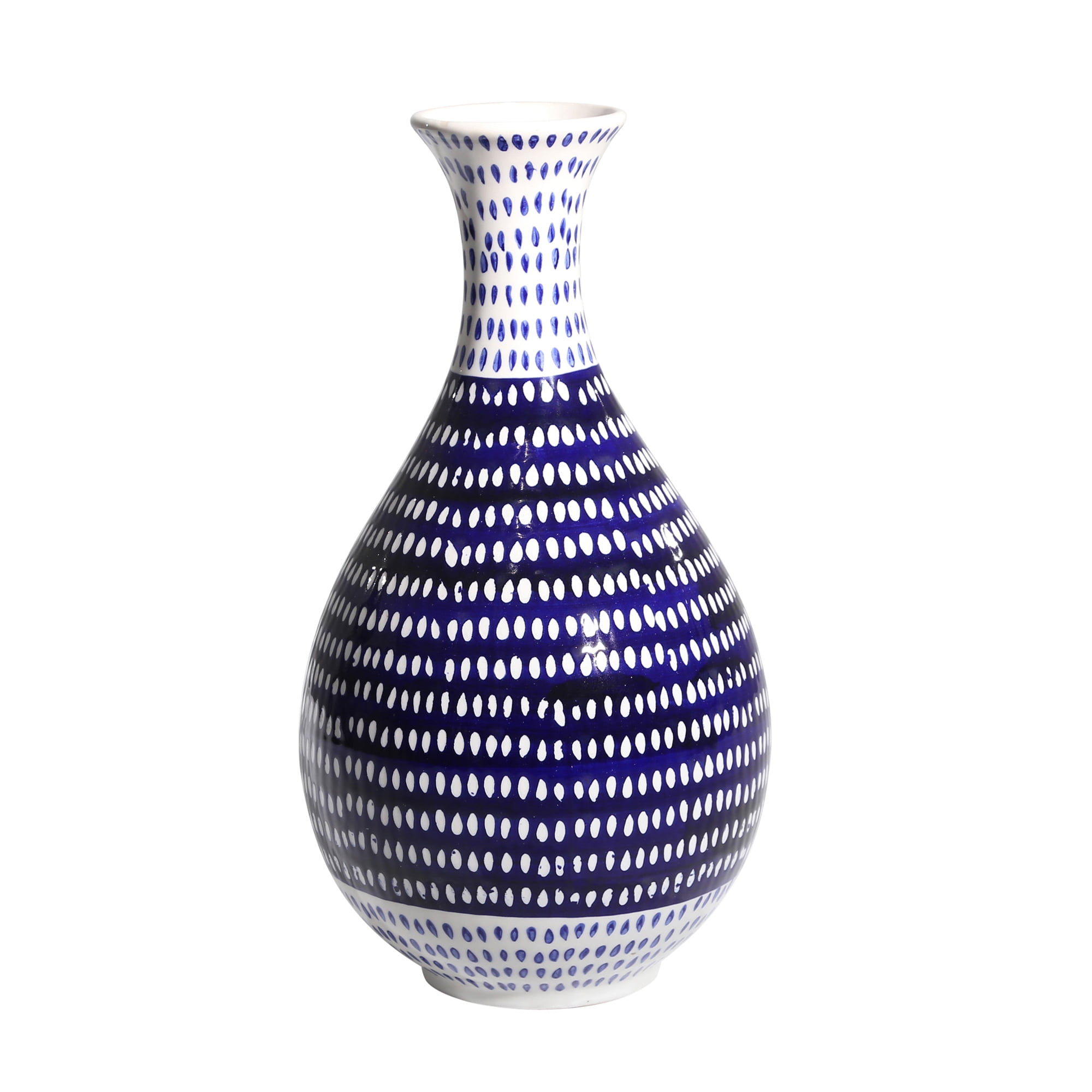 Sagebrook Home Blue/White Spotted Vase 12.75", Round, Ceramic