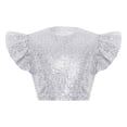thumbnail image 5 of iiniim Girls Sparkle Sequin Dance Shirt Ruffle Sleeveless Crop Top For Jazz Hip-hop Stage Performance Silver 12, 5 of 7