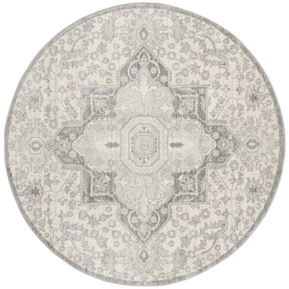 SAFAVIEH Brentwood Trecia Oriental Area Rug, Grey/Cream, 5' x 5' Round