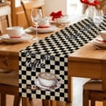 thumbnail image 5 of Farmhouse Coffee Cotton Linen Table Runner for Dining Kitchen, Modern Vintage Coffees Black Brown Plaid Wedding Outdoor Party Tablerunners, Dresser Scarf Coffee Tablecloth Runners 13x60 Inches, 5 of 9